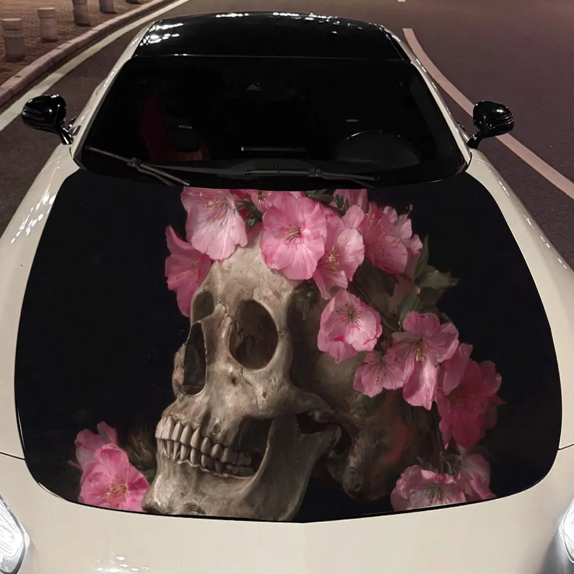 

Skull with a wreath Car Hood Vinyl Stickers Car Surface Protection Decal Car Decoration Cover Vinyl Wraps Waterproof Self-adhesi