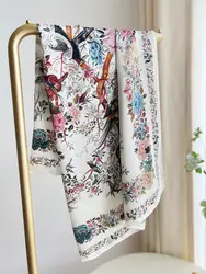 Animal Mulberry Silk Scarf Women Luxury Designer Silk Head Scarf for Bag Hems Rolled Shawl Female Foulard Christmas Gift