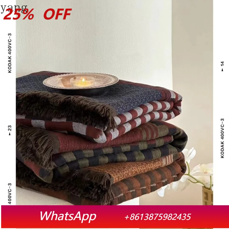 

Хлопковое марлевое одеяло LH в ретро-стиле, высококачественное покрывало для дивана, декоративное одеяло для выставочного зала, пушистое и дышащее.