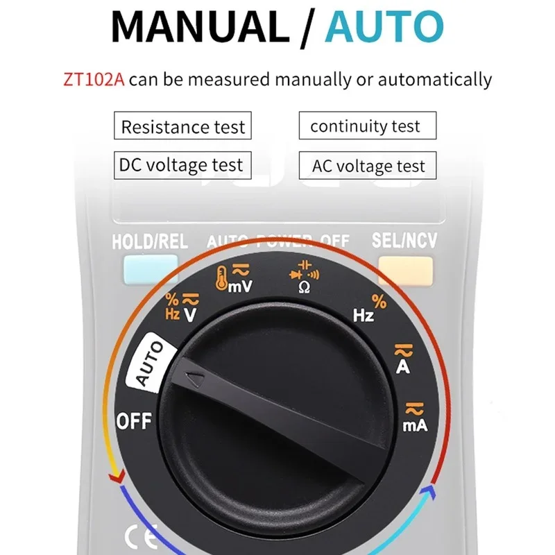 BSIDE ZT102A Digital Multimeter EBTN LCD True-RMS AC/DC Voltage Current Temp Ohm Frequency Diode Resistance Capacitance Tester