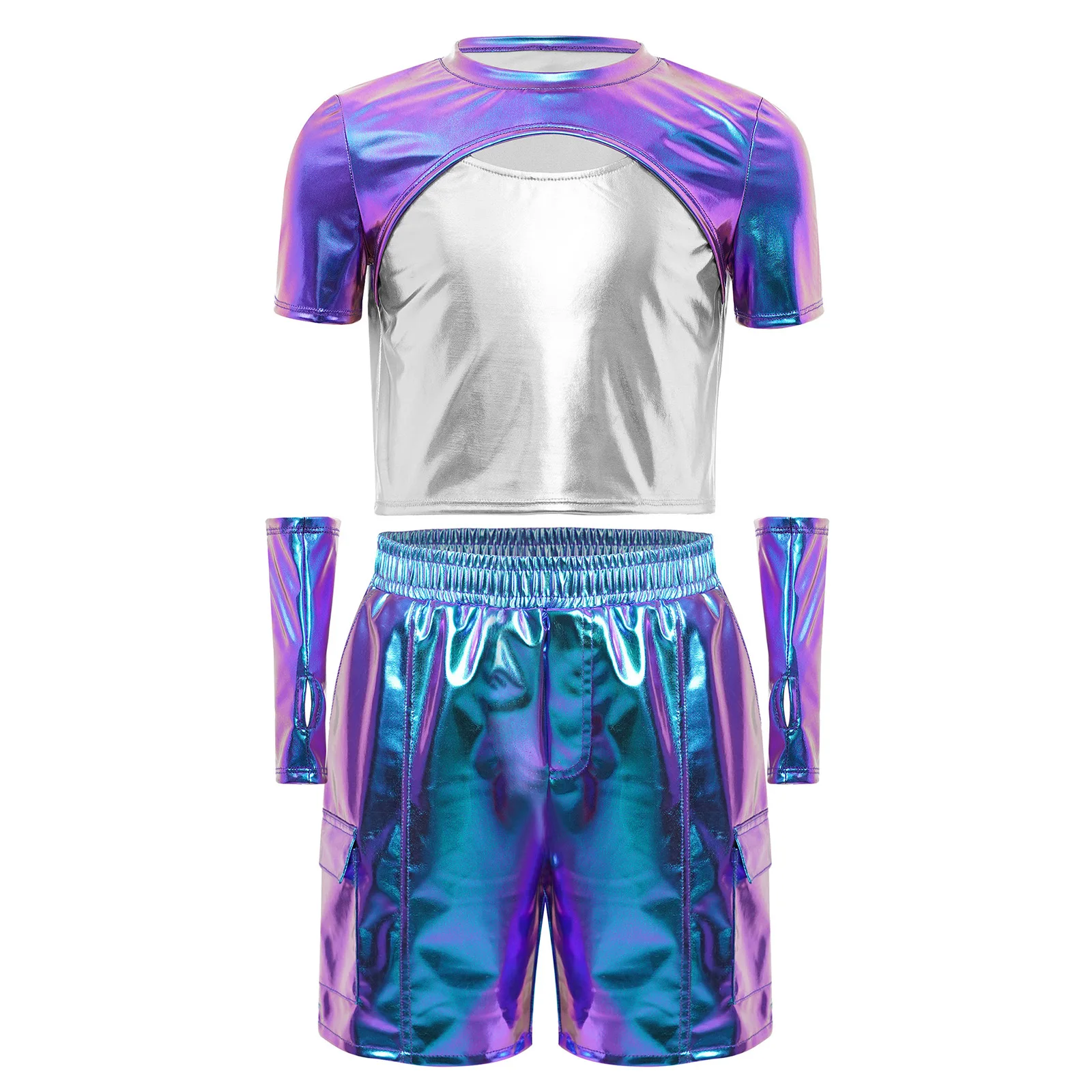 Crianças meninas jazz dança traje crianças rua hip hop jazz kpop dança topo + shorts para meninas rosa outfit streetwear conjuntos de roupas