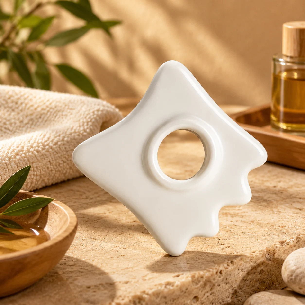 HTMCKCeramic Facial Scraping Tool Ceramic Gua Sha Board Anti Aging Facial Skin Care Reducing Dark Circles Removal