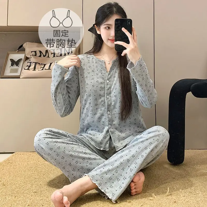 

Pjs Set with Padded Cups Women's Pajama Set Women's Warm Winter Pajamas Fashionable Home Clothes, Pajamas Cute Soft Pajama Set