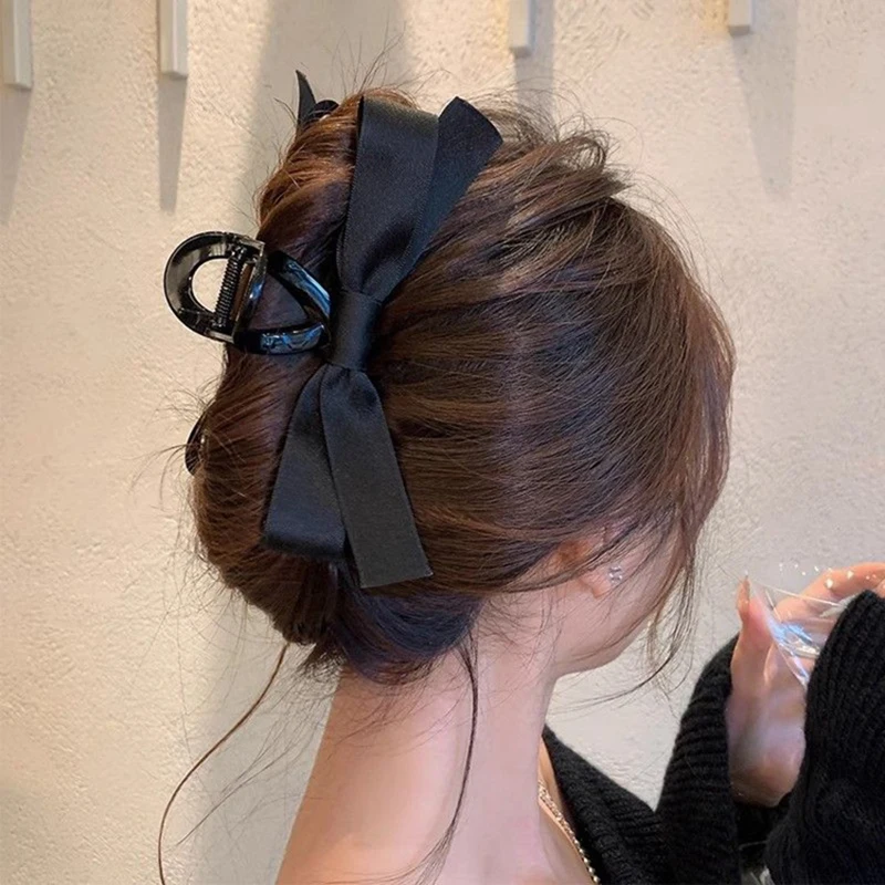 Pinza de pelo con lazo negro para niña, accesorios para el cabello, tarjetas para el cabello para mujer