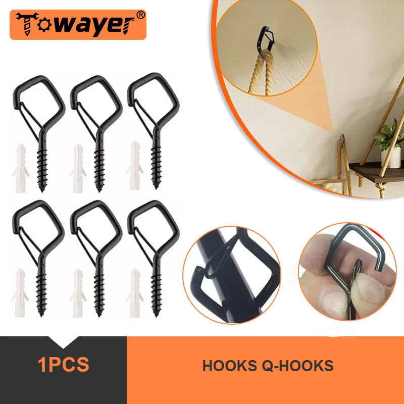 

Hooks Q-Hooks with Spring Self-tapping Screws Sheeps Eye Screws Hooking Bolts for Fixing Wood 10 Kg Anti-fallout