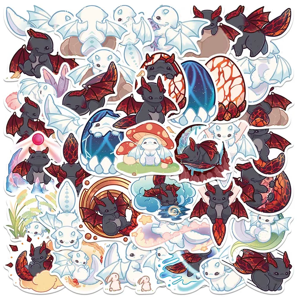 40PCS Cat Kitty Dragon Cute Cartoon Anime Cartoon Stickers Scrapbook Phone Laptop Guitar Stationery Kid Graffiti Sticker