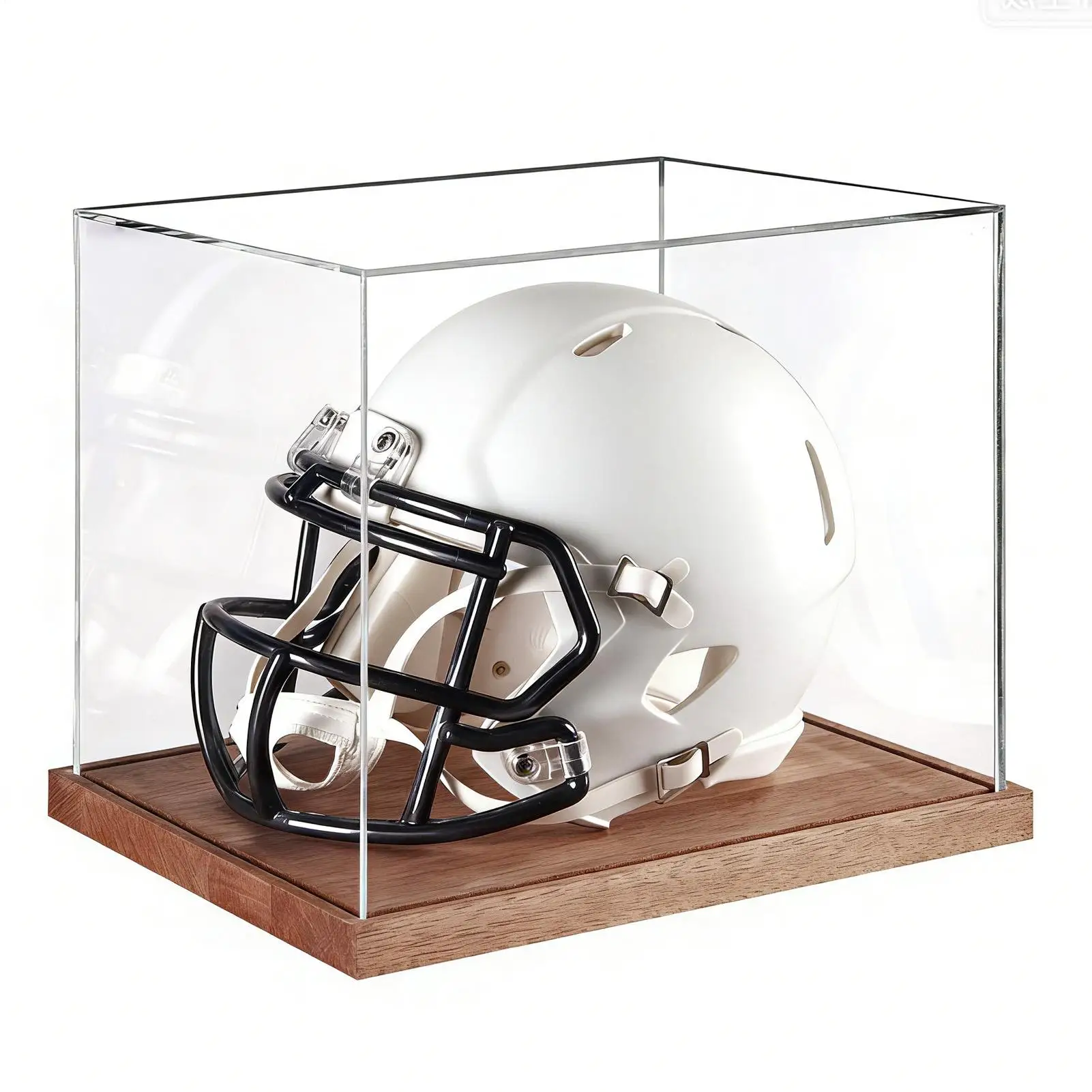 

Контейнер-держатель для футбольного шлема с деревянной подставкой, полноразмерный демонстрационный футляр для футбольного шлема, для спортивных коллекционных предметов, бейсбола
