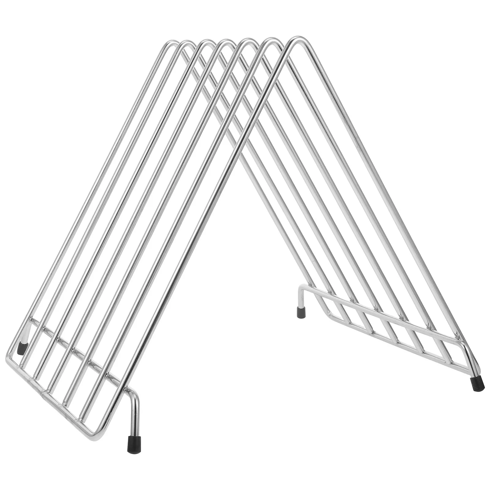 

Stainless Steel Cutting Board Rack Kitchen Storage Bracket Silver Frame For Pizza Board Drying Hollow Design Large Capacity