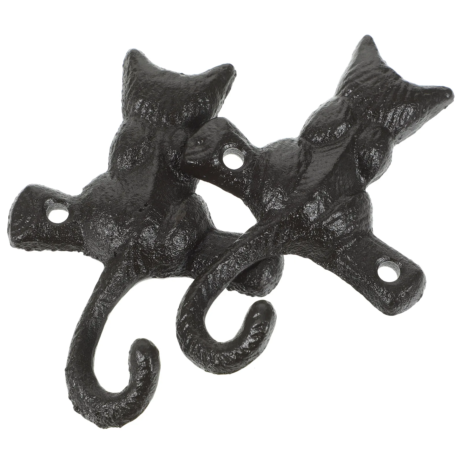 

2pcs Classical Cat Wall Hooks Iron Bathroom Kitchen Smooth Clothes Keys Hat Towel Scarf Home Entrance Retro Style