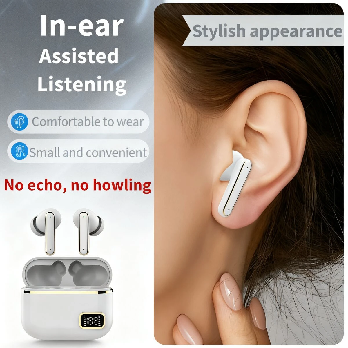 

True Wireless Bluetooth In-ear Sound Amplifier Comfortable Headring Assistance Long Endurance Assisted Listening For Old People