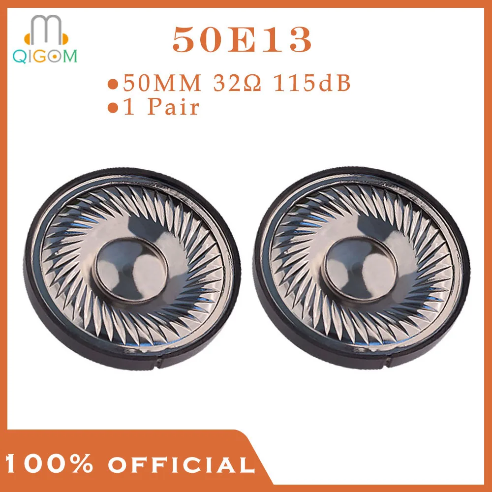 QIGOM Headphone Unit 50E13 1 Pair, 50MM 32ohm 115dB, Titanium Film, High Resolution, Headphone Unit for DIY Monitor Headset