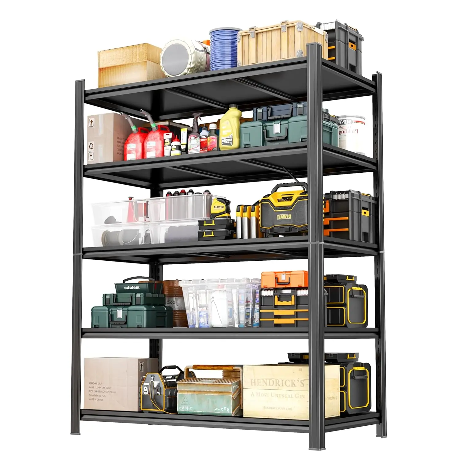 

5-уровневые регулируемые металлические стеллажи 78 дюймов (198 см) высотой, сверхпрочные, для гаражного хранения, грузоподъемность 3500 фунтов (1588 кг), для индивидуальной организации пространства