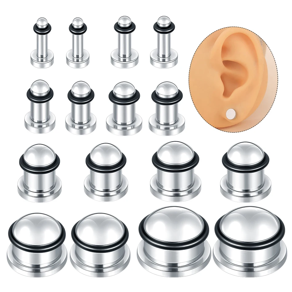 2pcs/lot Surgical Steel Mirror Surface Cylinder Ear Plugs Ear Gauges Expander Stretcher Ear Taper Piercing Body Jewelry 1.6-16mm