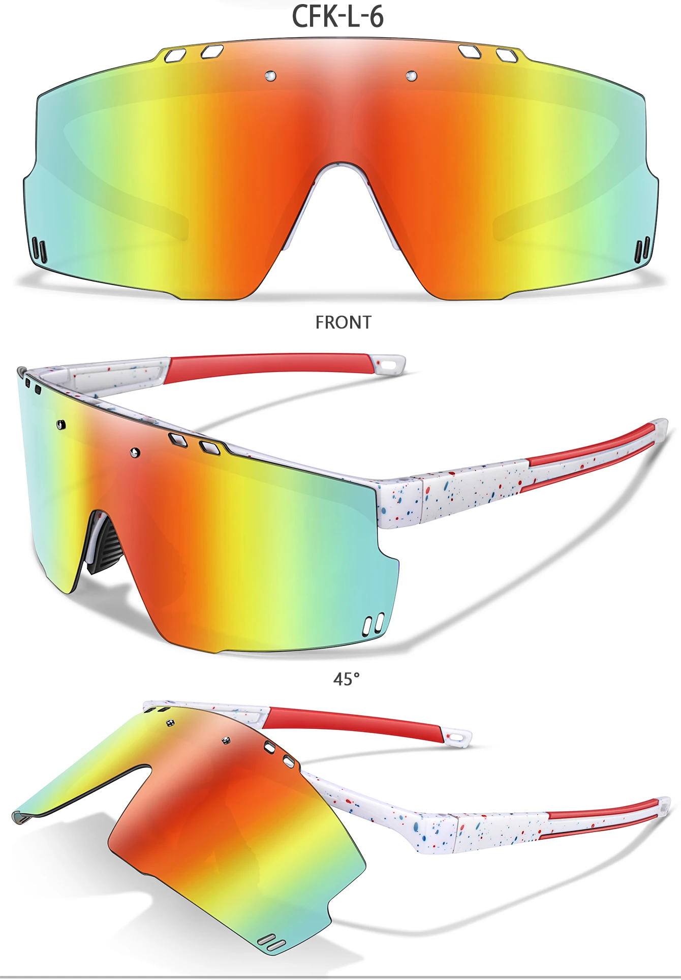 Brand 100 Fahrrad-Sonnenbrille für Männer und Frauen, UV400-Schutz, 5 Farben, großer Rahmen, Sportbrille zum Laufen und Angeln – Detail 18