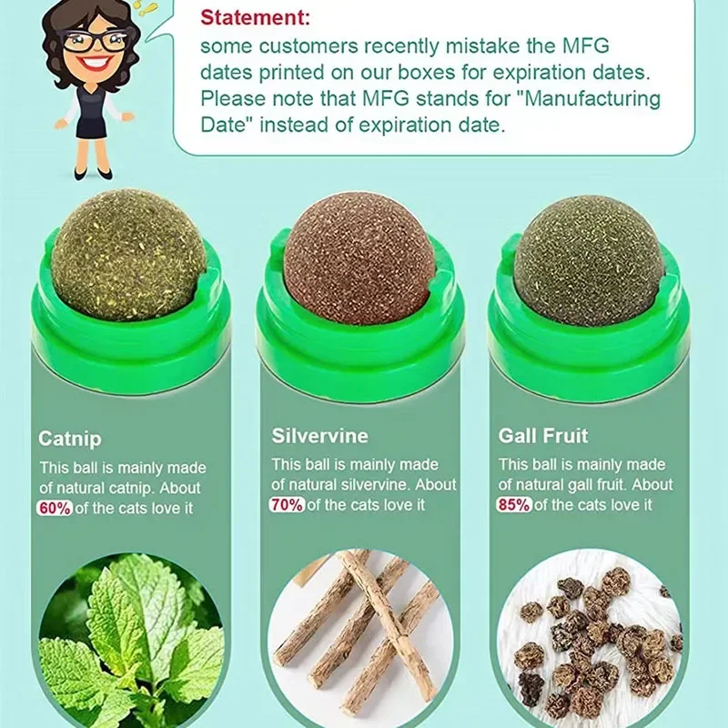 Cat Toy Catnip Cat Wall Stick-on Ball Toy Scratchers Treats Healthy Natural Removes Balls to Promote Digestion Cat Grass Snack view 4