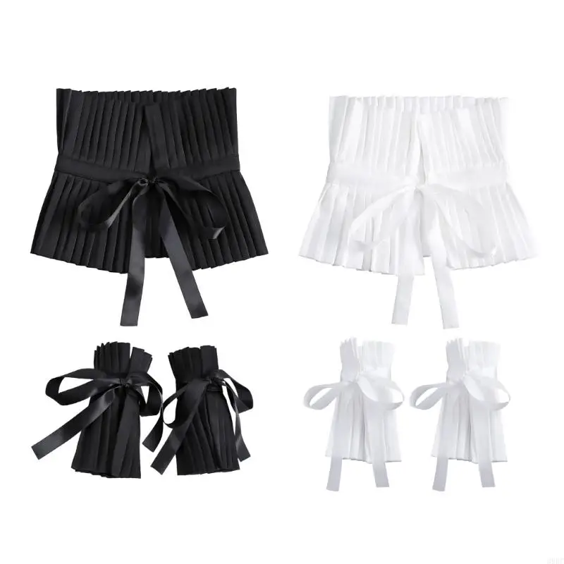 

39BC Gothic Tie Gothic Collar With Layered Ruffle Comfortable Cotton For Women Fashion Elegant Lapel