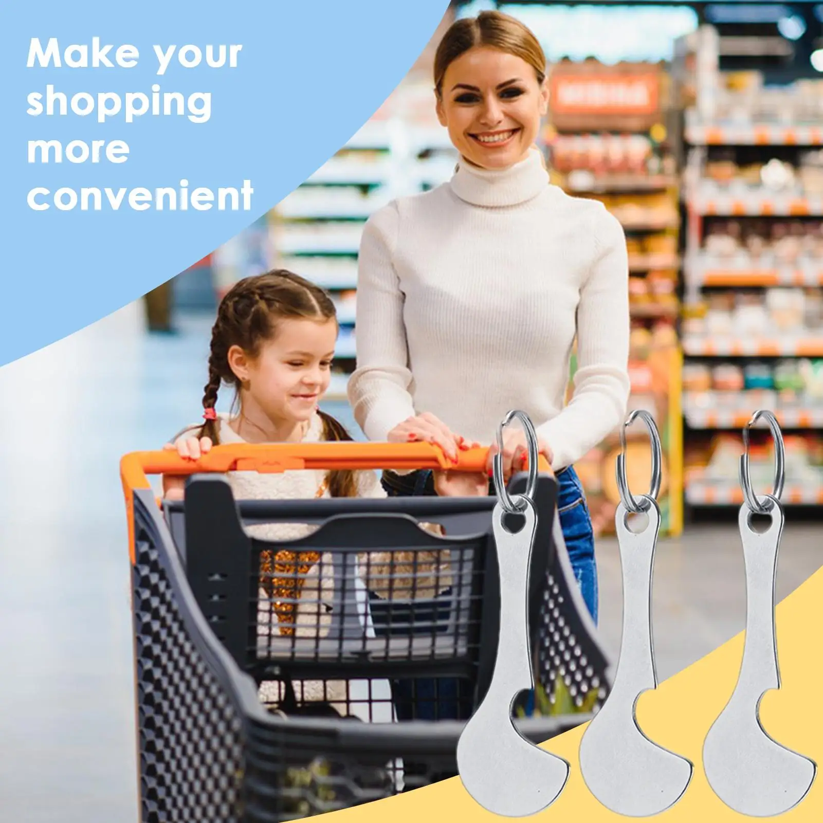 Porte-clés de chariot de courses, porte-clés de voiture Anti-perte avec ouvre-bouteille en acier inoxydable, jetons de chariot, porte-monnaie