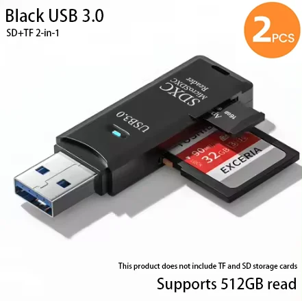 2-in-1 multifunctionele USB 3.0-kaartlezerMicro SD TFMemoryCardReaderUSBFlashDrive-kaartlezerAdapter voor pc-laptops Accessoires - afbeelding 1