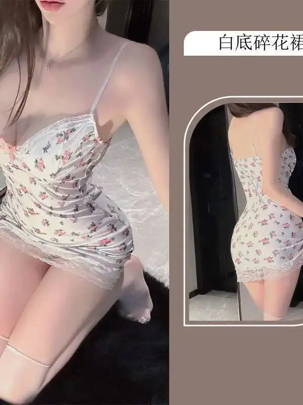 الرغبة الأزهار مثير الصدر الصغيرة كبيرة الحمالة وسادة الصدر النوم تانك فستان قصير موحدة منامة فستان أنيق الحلو موضة YLA7