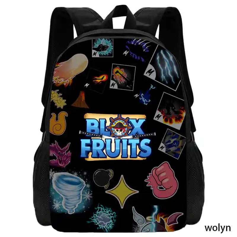 Cartoon Anime Game Backpack para meninos e meninas, Mochila Blox Fruits School Bags para crianças, melhor presente para crianças pequenas