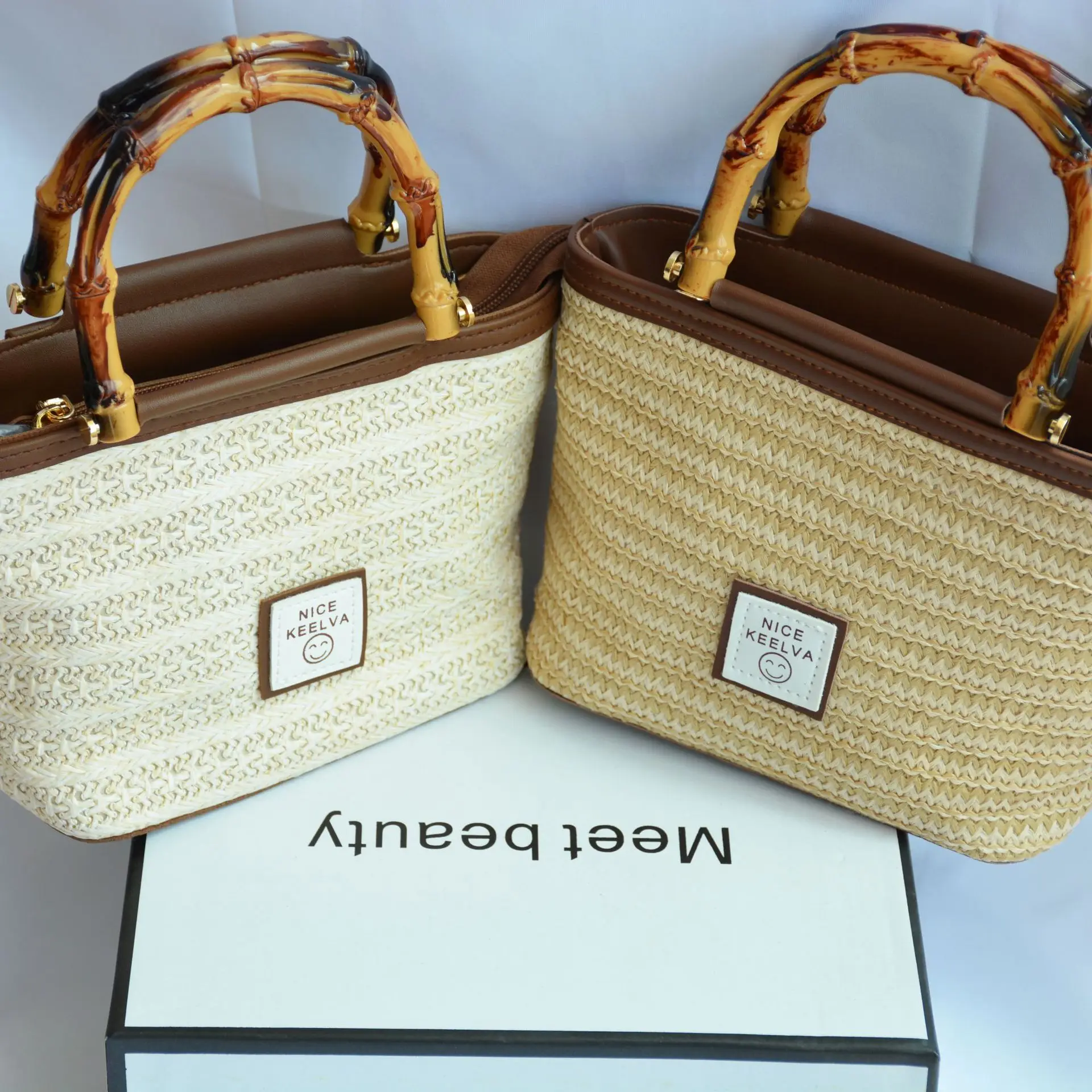 Retro High-end Handbag Bag Straw-woven Women\'s Summer Casual Woven Bucket Bag Popular Niche Trendy Shoulder Bag