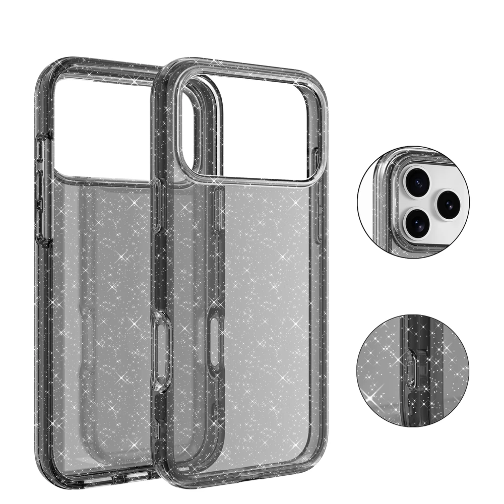 High Quality Glitter Transparent Case For IPhone 18 Pro 17 16 E 15 14 13 12 11 Pro Max Air Plus Shockproof Clear Protect Cover
