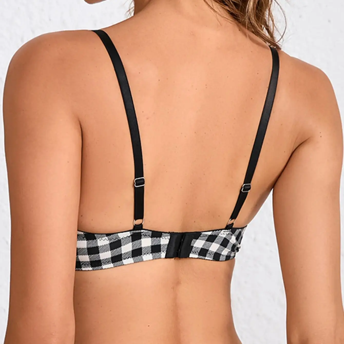 Viomisha Sexy Lingerie Women Push Up Bra Underwire Fashion Black and White Plaid Underwear Breathable Intimate Bralette S-XL