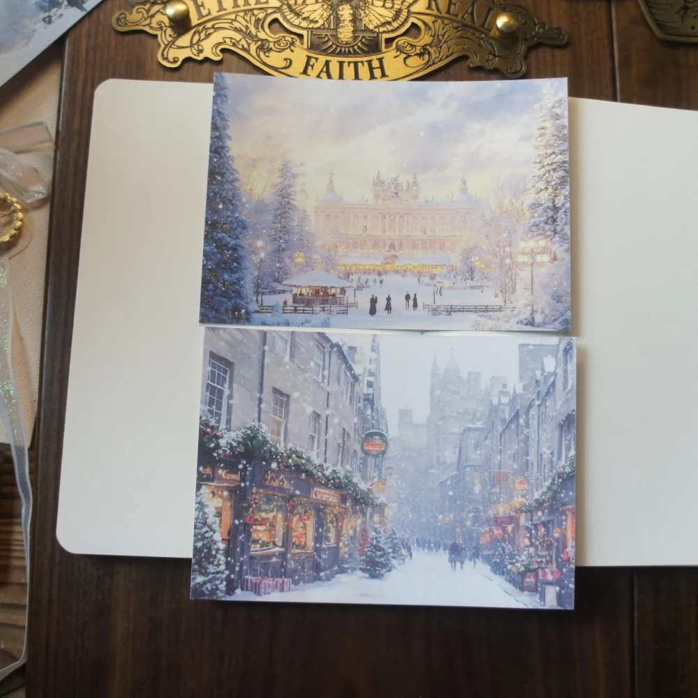 

10 Pcs Snowy Sky City Scenery DIY Paper Sticker Creative Craft Background Scrapbooking Gift Decorate