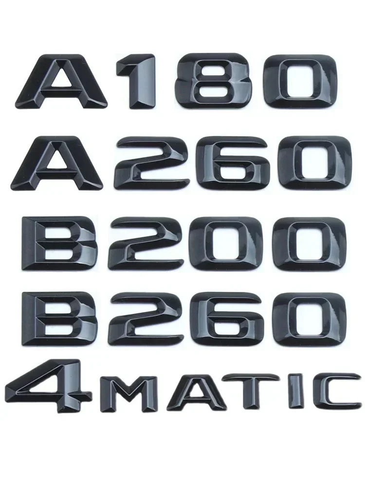 

For Mercedes 1X Car Styling ABS Glossy Black Sticker Logo Font Auto Tail Decal W176 W177 W246 W245 A180 A200 A260 B180 B200 B260