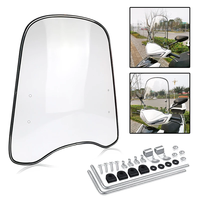 الزجاج الأمامي PC واضح قابل للتعديل لدراجة نارية ، الزجاج الأمامي العالمي ، الزجاج الأمامي للدراجة النارية ATV ، حامي عاكس شاشة الرياح #1