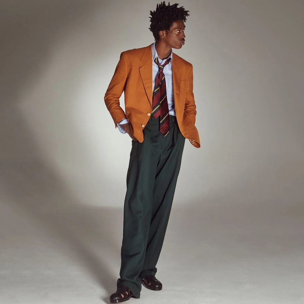 

Summer Suits for Men Lightweight Vintage 2Piece Male Set Breathable Single Breasted Blazer Business Office Wedding Guest Costume