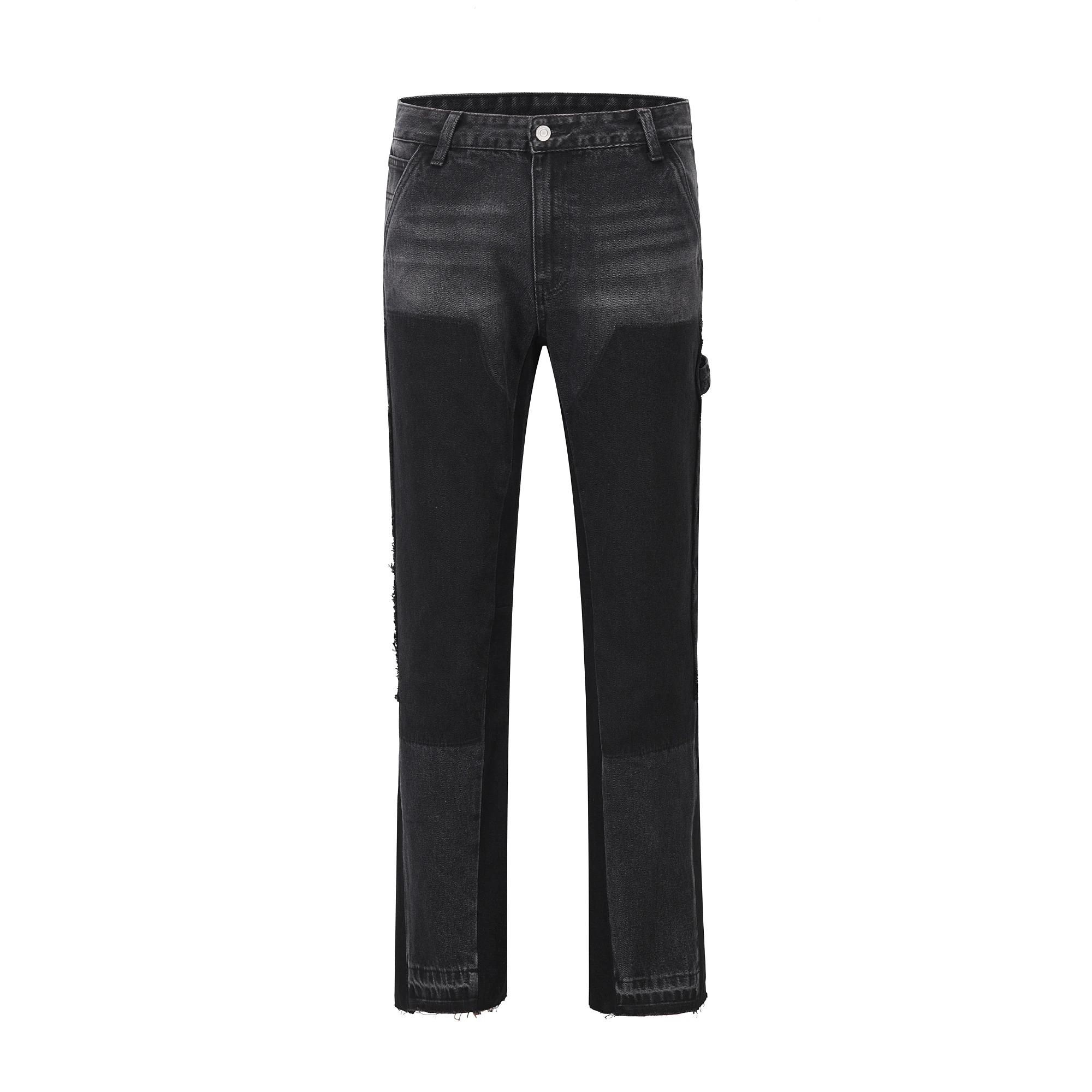 Mens Black Skinny Denim Jeans Distressed Heavy Destruction Washed Ripped Tapered Biker Jeans Streetwear Hip Hop Slim Jean Pants