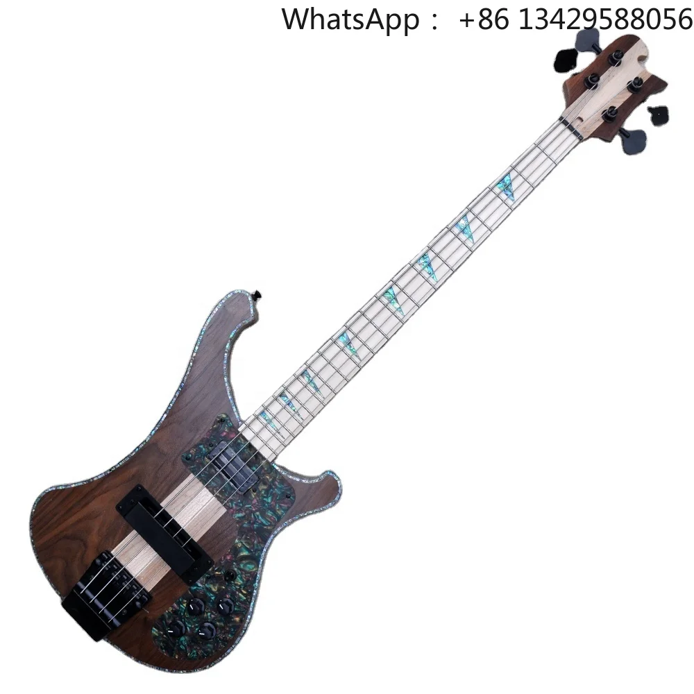 Flyoung High Quality 4 Strings Electric Bass Guitar Walnut Body Electric Bass Musical Instrument