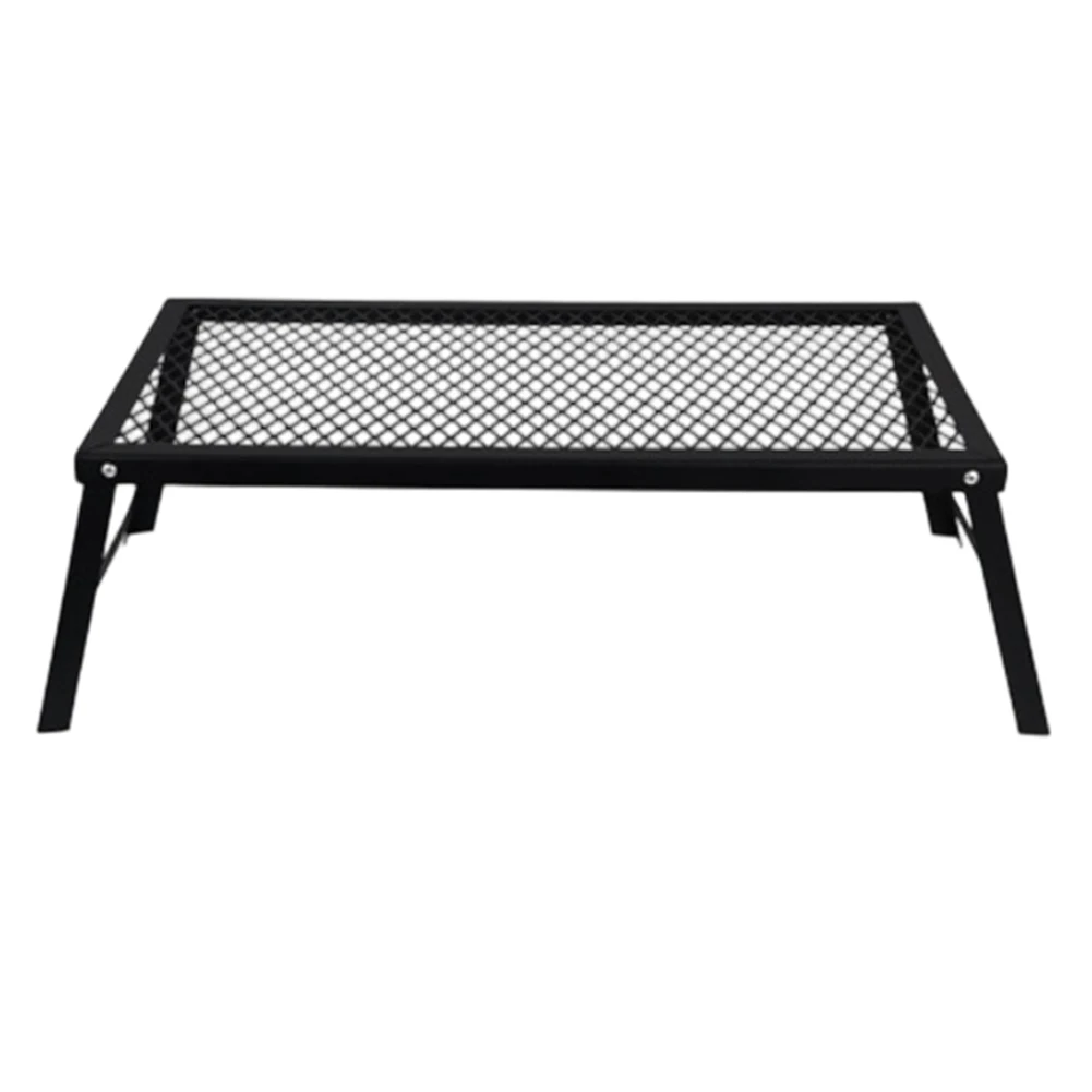 Folding Camps Table Steel Net Top Heat Resistant Baking Paint Portable Grill Stand Burner Rack 55x30x19 Cm 1.4 Kg Travel BBQ