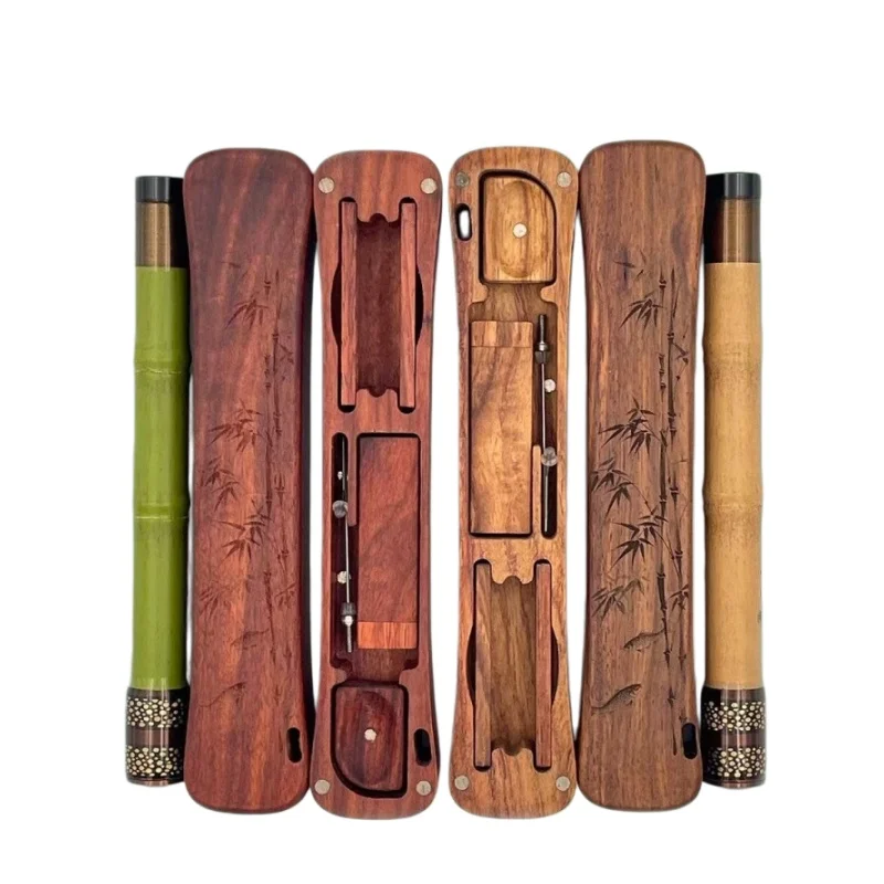 Ultra Li-ght Carbon Fiber Fishing Rod Portable Short Section Travel Set Woo-den Box Stand for Beginner Anglers Out-door