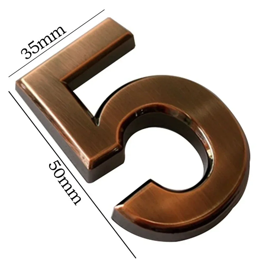 1pcs Bronze House Number Outdoor Sticker Apartment Self Adhesive Digits Hotel Office Address Residential Door Plate Number