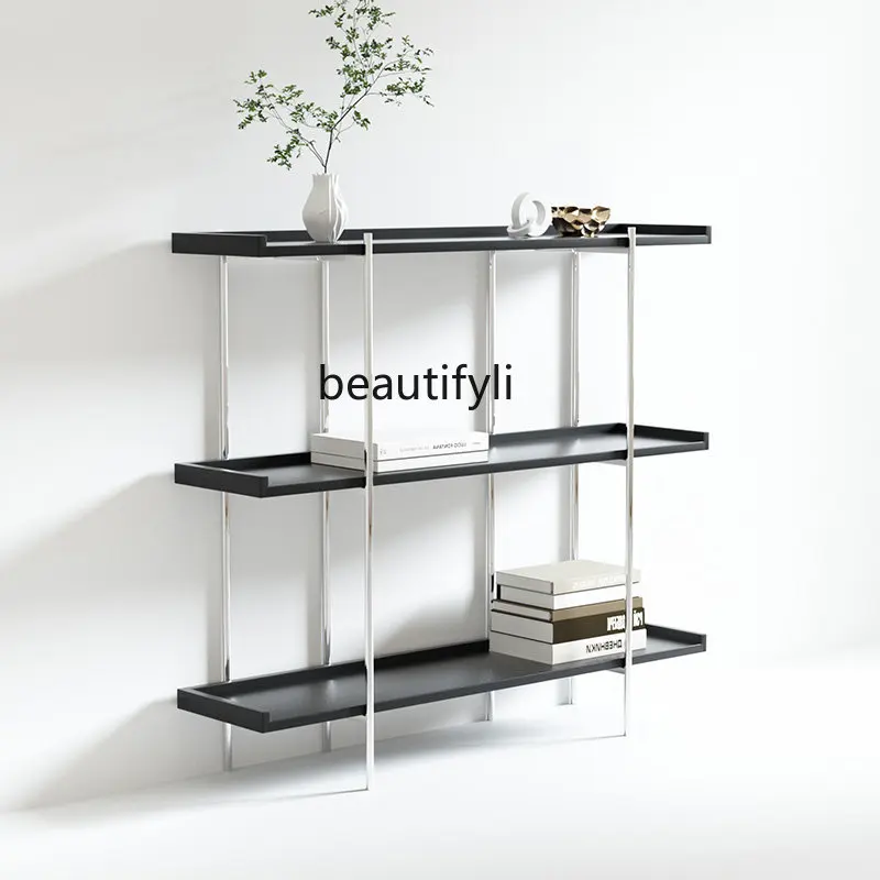 

yj Mid-Ancient Ins Nordic Multi-Layer Simple Display Cabinet Stainless Steel Floor Bookshelf Shelf