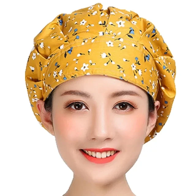 Women Printed Bouffant Scrub Caps Cotton Sweatband Adjustable Washable Reuseable Hats Casual Head Cover Working Caps Medical