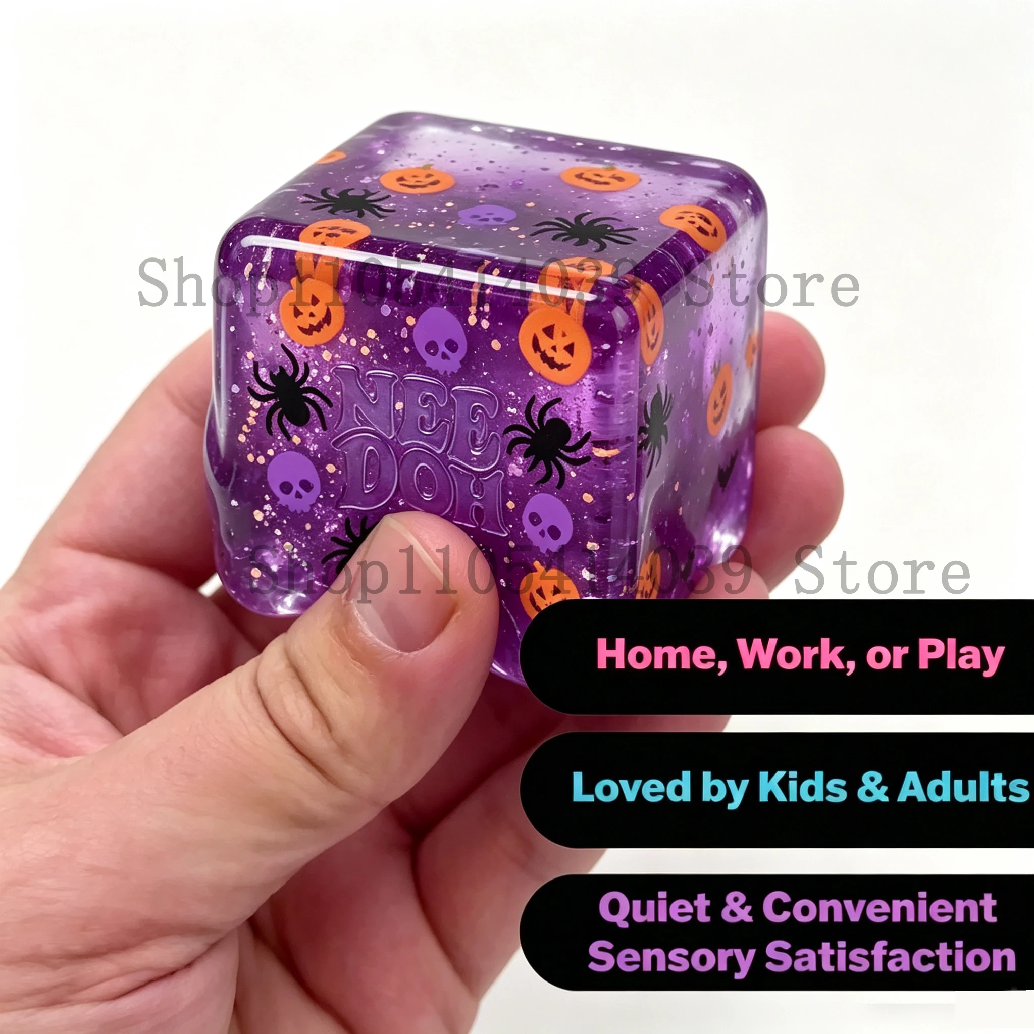 Halloween Schylling NeeDoh Orange Cube Spider Pumpkin Hand Squeeze Fidget Toy Anxiety Relief ADHD Present