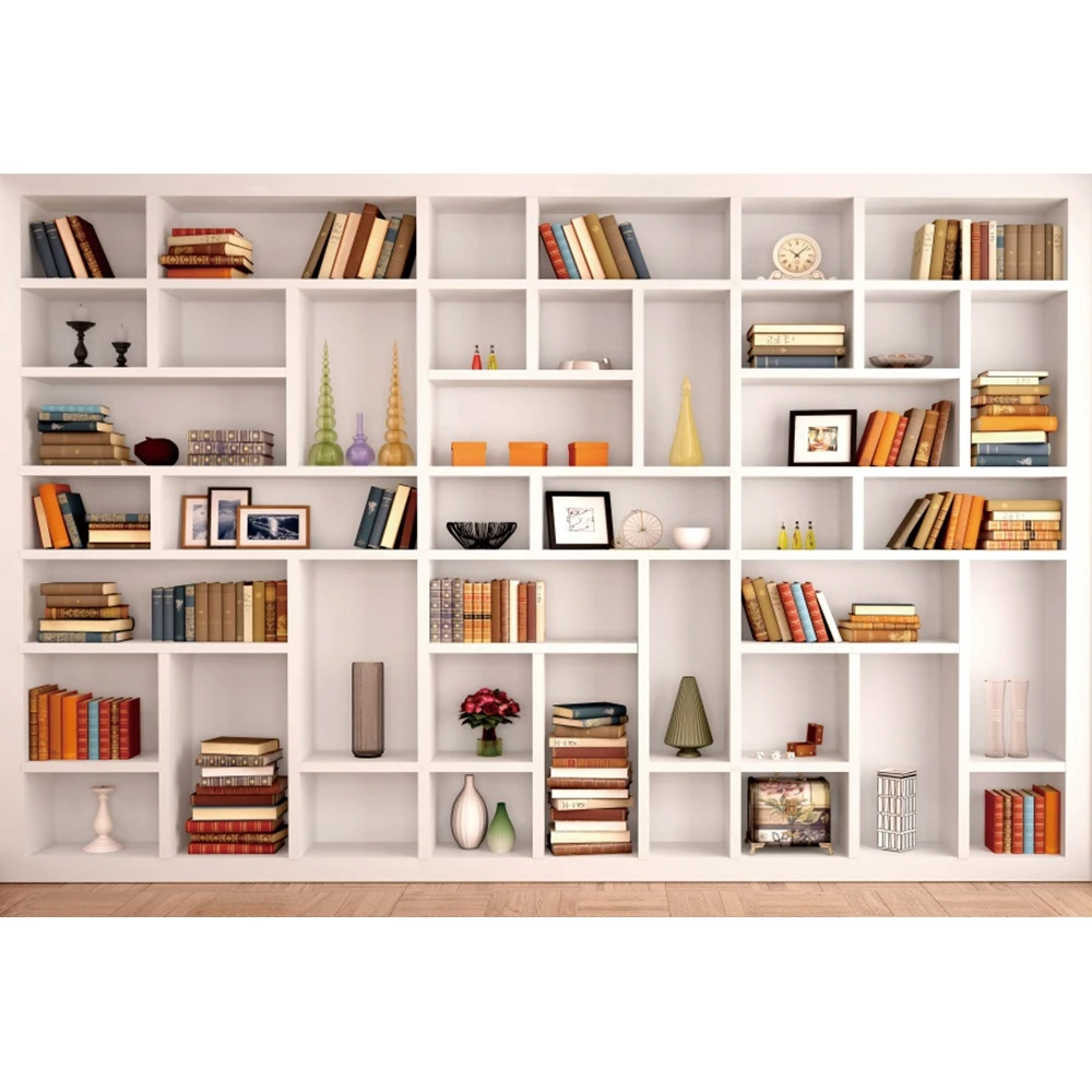 Vintage Bookself ฉากหลังสำหรับถ่ายภาพ Grunge Study Room Decor Photocall ภาพเด็กทารกถ่ายภาพพื้นหลัง Photo Studio