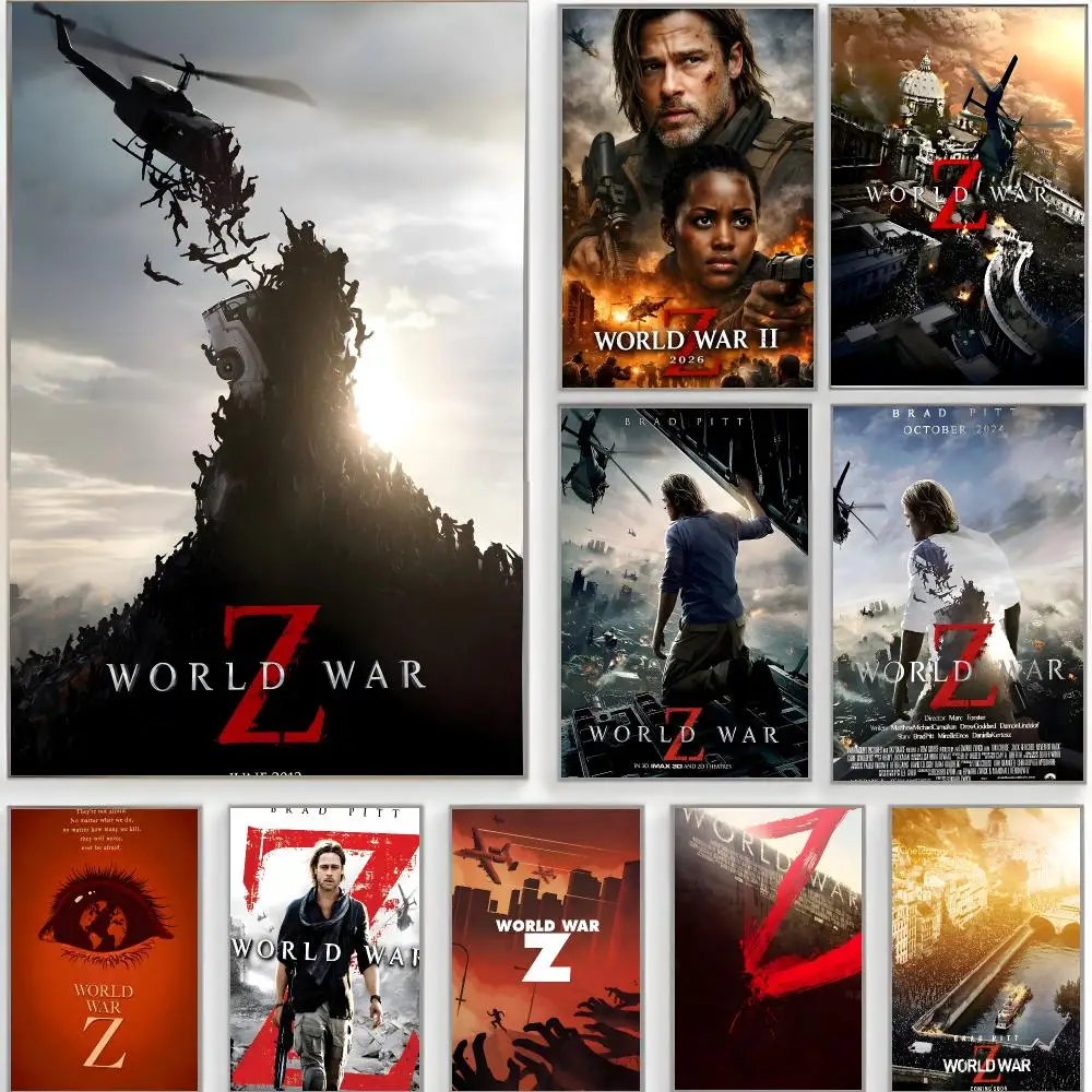 zombie action w-world war z Poster Classic Wall Art  Home Decor  Peel and Stick Unframed