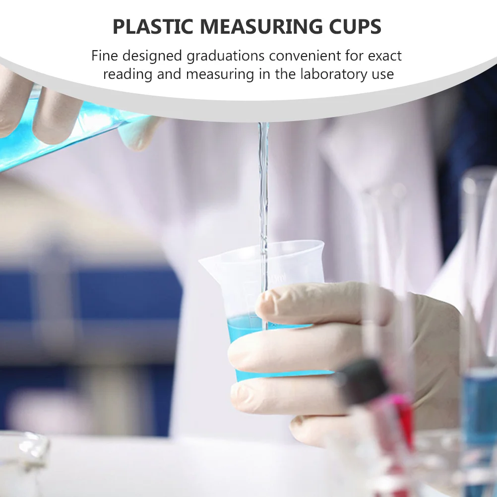 

10pcs Plastic Measuring Cups Transparent Graduated Kitchen Laboratory Tool For Water Rice Clear Wide Mouth Use