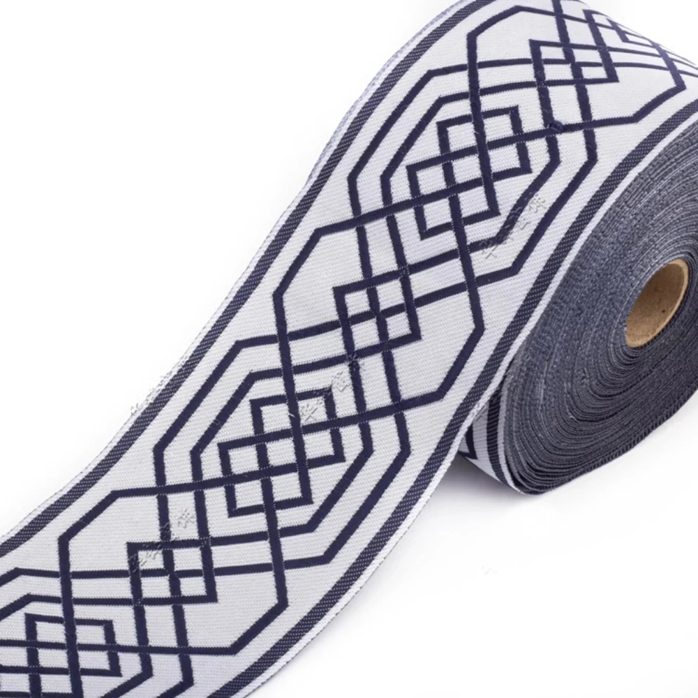 25 Meters Woven Jacquard Ribbon 8.5CM Wide Sewing Strap Trim For Bags Costume Curtain Accessories Sofa Furniture Decoration