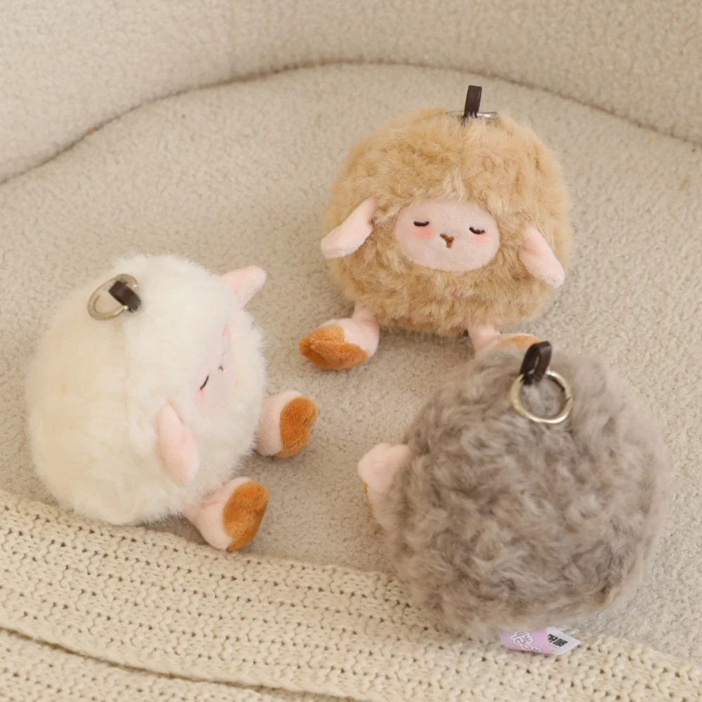Kawaii Sheep Plush Keychain Mini Lamb Backpack Pendant Car Key Ring Cute Stuffed Animal Doll Gift