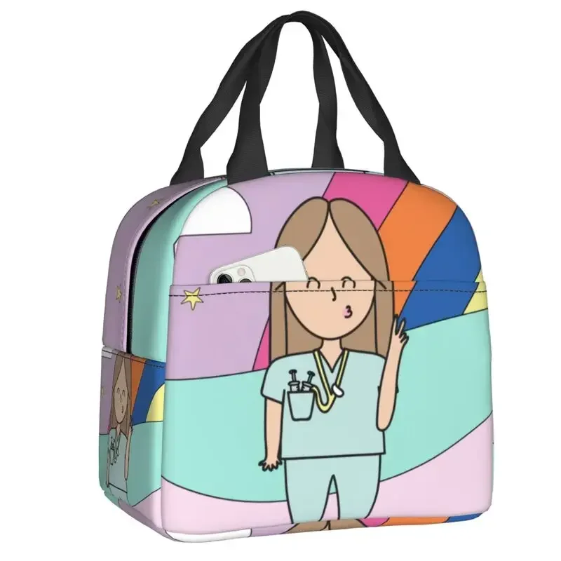 

Cartoon Doctor Nurse Insulated Lunch Box Reusable Thermal Cooler Custom Printed Lunch Bag Picnic Food Container Tote Bags