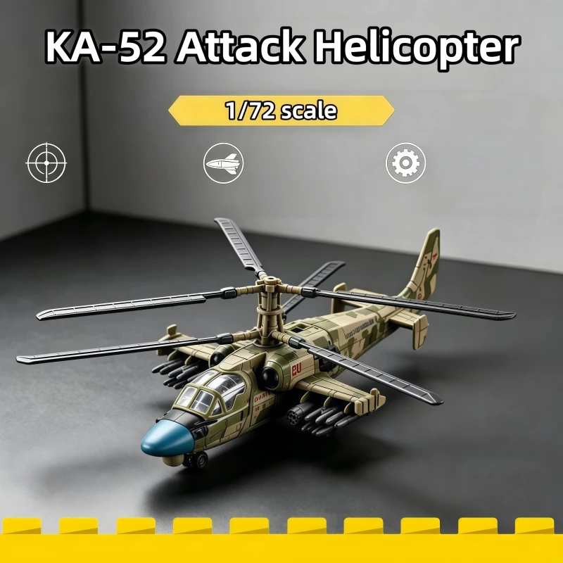 Image of 1/72 Militärserie KA-52 Angriffshubschrauber Bausteine, Kanonenboot-Modell, Klebstofffreie DIY-Bausätze, Spielzeug als Geburtstagsgeschenk