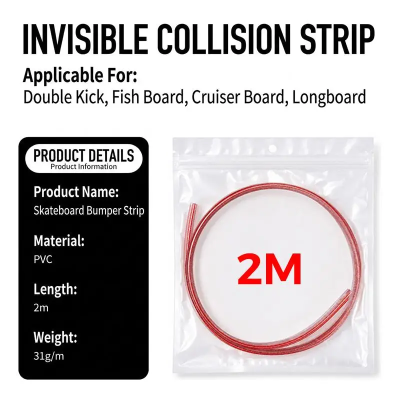 New Glitter Decorative Skateboard Edge Bumper Strip Thick D Shape No Residue Adhesive 0.6/1/2m for Skateboard Appearance Upgrade