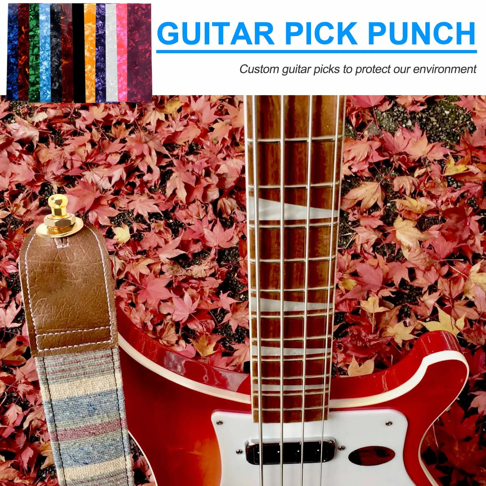 Y674A HOT  DIY Guitar Pick Punch Sheets Musicians Celluloid Guitar Pick Strips Three Thickness By 0.46/0.71/0.96cm Random Color
