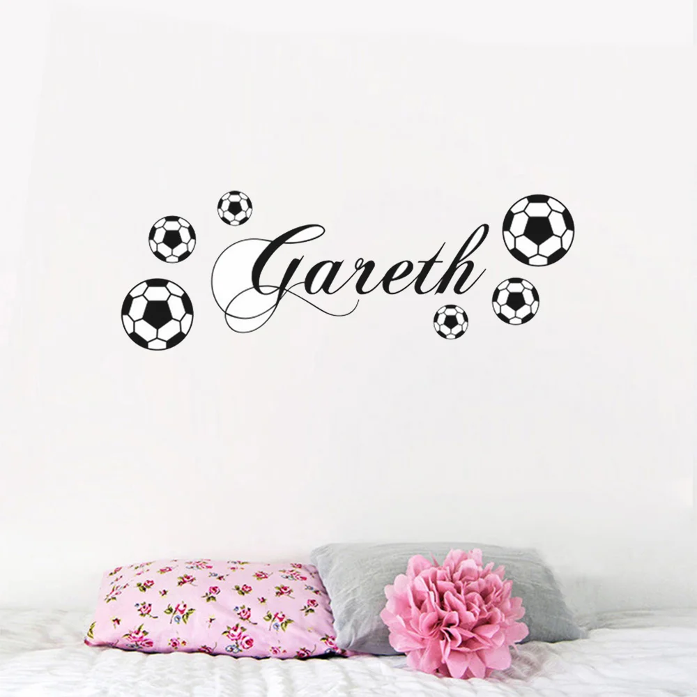 Personalised Boy Name Football Wall Sticker Vinyl Home Decor For Kids Room Bedroom Nursery Decals Removable Mural Wallpaper