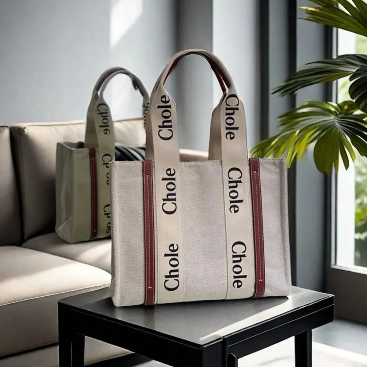 Ladies Canvas Tote Bag Ladies Single Shoulder Bag Casual Crossbody Tote New Trendy Large Capacity Handbag Classic Alphabet Print